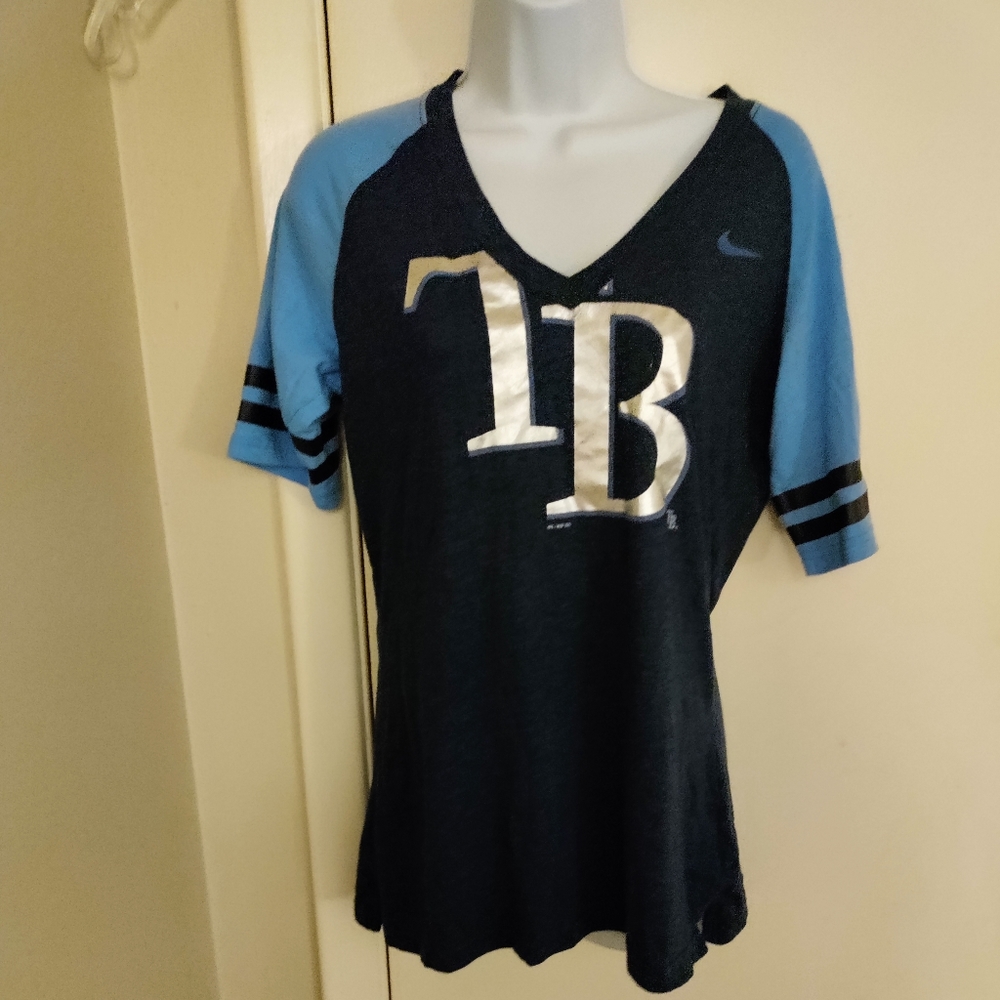 ✨️NIKE MLB Tampa Bay Rays Short sleeve V-neck tshirt Size.L